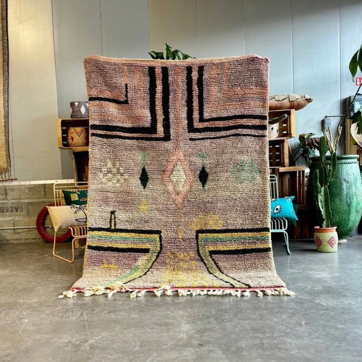 Authentique tapis berbère marocain 165x250 cm - Tapis tissé à la main pour intérieur bohème