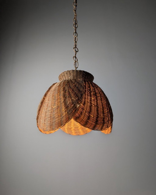 Organic Modern Wicker Pendant Lamp With Layered Petal Shade, Late 20th Century – hanglampen