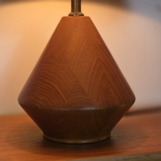 Kirk Copenhagen, vintage teak tafellamp, Deens design 70's
