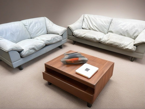 Set of two cowhide sofas by Tito Agnoli for Serenade