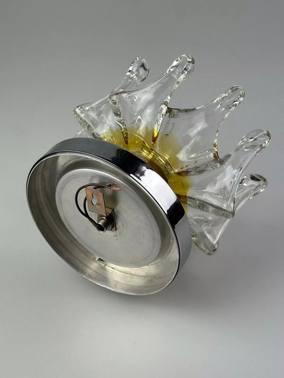 Image 1 of Lámpara de pared de los años 60 y 70, aplique de pared de metal y cristal de Murano, diseño de la era espacial