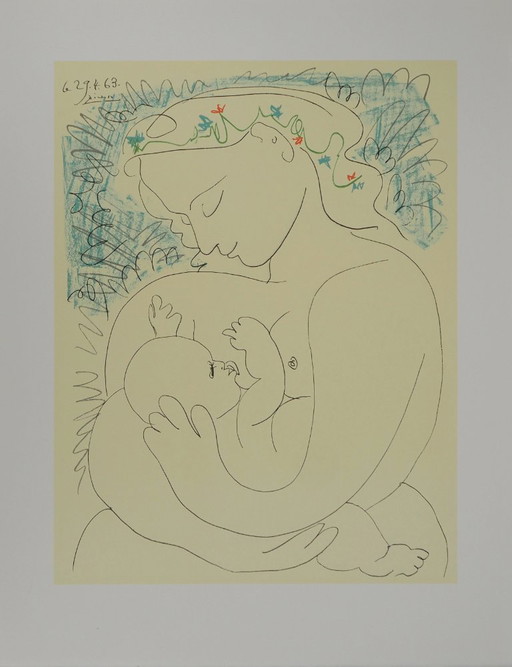 Pablo Picasso: Maternity, Signed Lithograph – lithos zeefdrukken, Paper