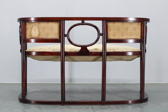 Image 1 of Beukenhouten bank en stoel