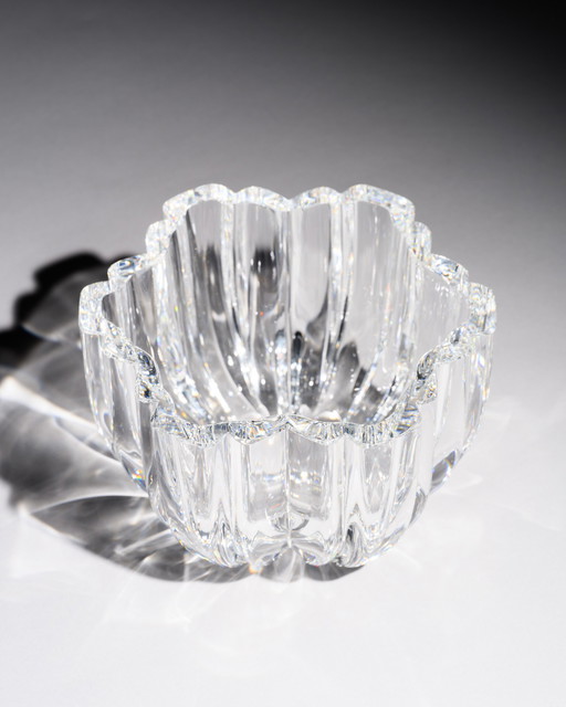Kosta Boda Anna Ehrner “Olivia” kristallen schaal model 58028 Zweden jaren 70 gesigneerd H11cm
