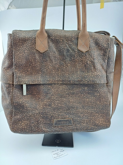 Bolso de Trabajo Grande Cuero Marrón Craquelado Como Nuevo