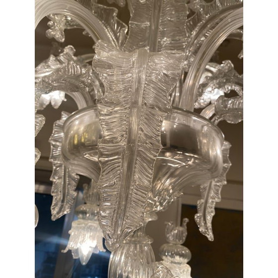 Image 1 of Lustre en verre de Murano transparent de style italien des années 1970