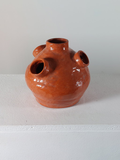 Vintage Mid Century Artist Ceramics Vase Terracotta