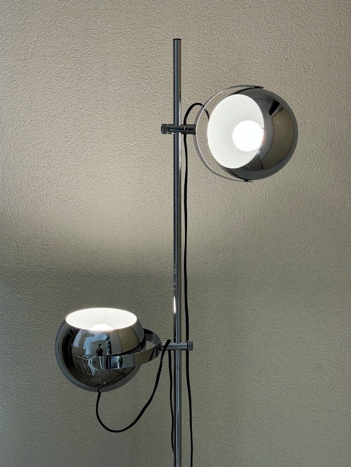 Vintage Chrome Eyeball Floor Lamp by Herda, Dutch Design 1970s.