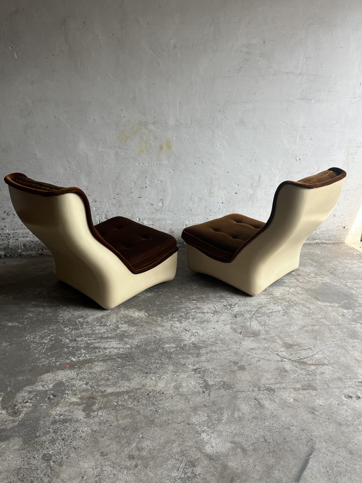 Airborne Modular 4-seater sofa in brown velvet, 1970