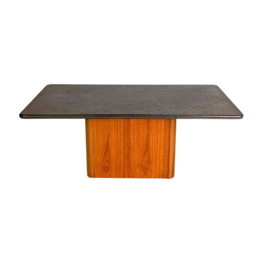 Midcentury Table basse ardoise coffee table teak Vintage 1960