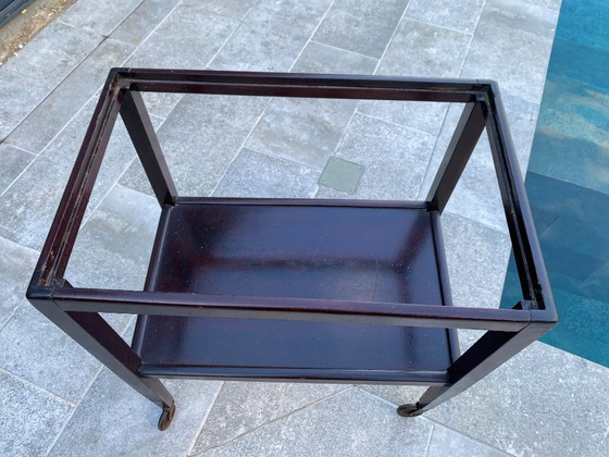 Image 1 of Bar serving trolley with castors 1 removable tray art deco 1930