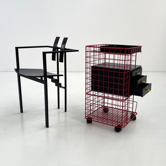 Image 1 of Postmodern Wire Chest of Drawers on Wheels, 1980s