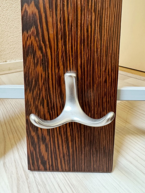 Image 1 of Vintage Retro Wooden Coat Rack with 24 Hooks, Mirror and Storage