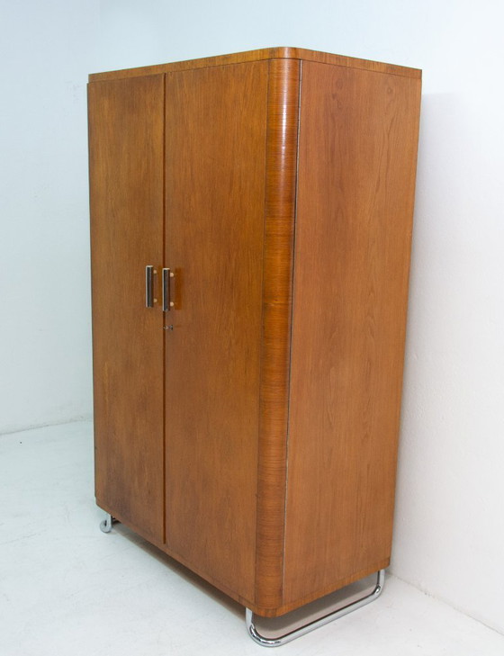 Image 1 of Bauhaus Wardrobe with Chrome Details, Bohemia, 1930s