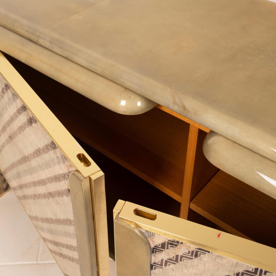 Sideboard aus Pergament und Missoni-Stoff von Angelo Mazzola für Salpol, 1980 – Martin, Wood, Metal (photo 16 of 26)