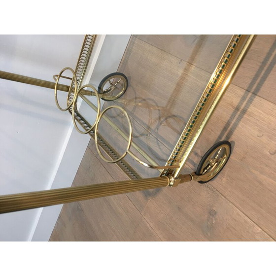 Image 1 of Vintage neoclassical brass rolling table, 1940