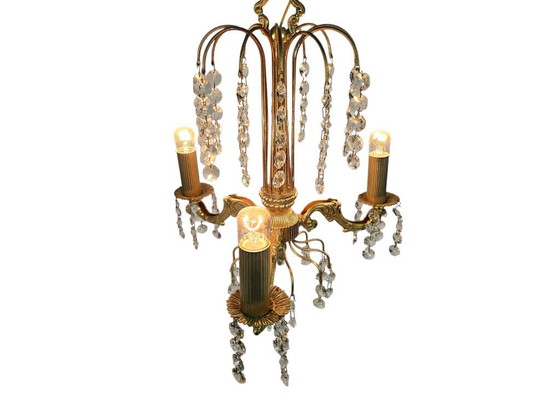 Image 1 of Lampadario - Stile Impero - 'Cascata' - ottone - terzo quarto del XX secolo