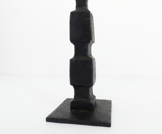 Image 1 of Large Black Wrought Iron Brutalist Candle Holder 1950-1960
