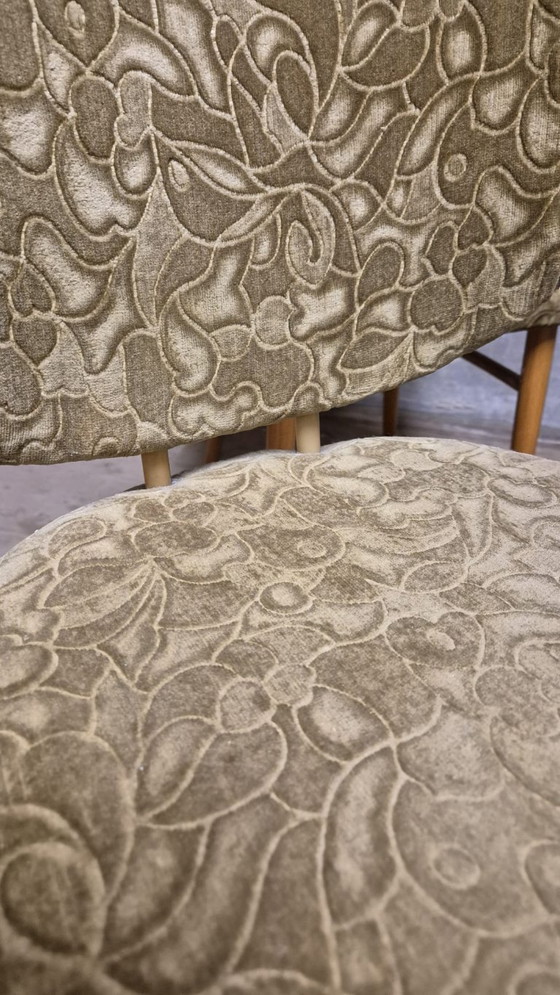 Image 1 of Bentwood Dining Chairs set of 4, Retro Beech Wood & Olive Velour Chair, TON 1960s–1970s, Czechoslovakia