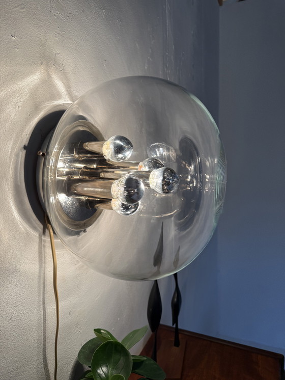 Image 1 of Lampada da parete vintage in stile "Globe" dell'era spaziale, Glashütte Limburg '70
