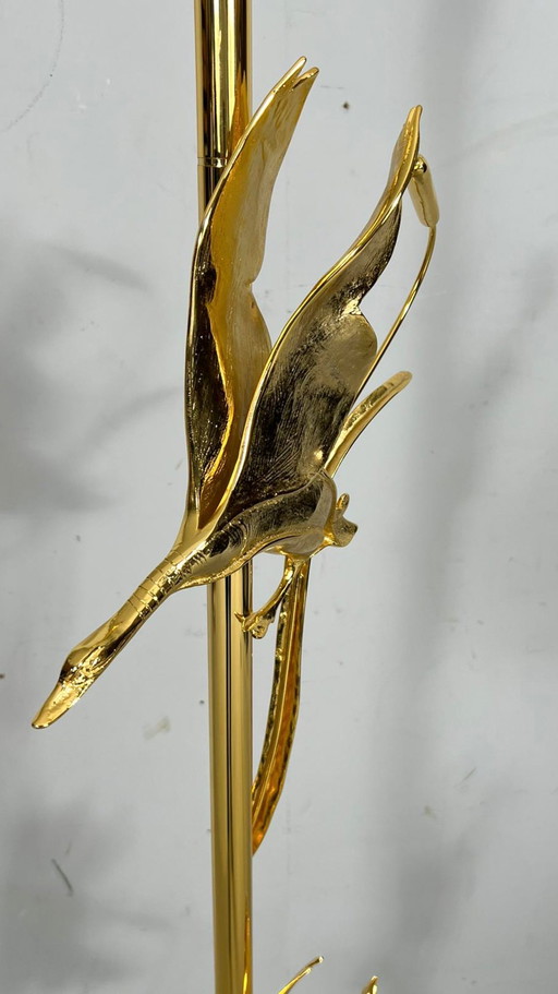 Hollywood Regency floor lamp/floor lamp with bird figures by Lanciotto Galeotti, L'Originale, Italy, 1980s