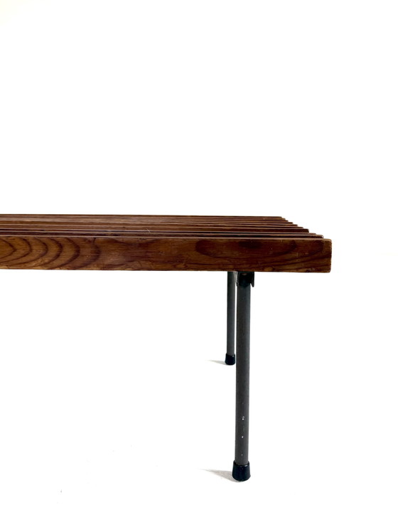 Image 1 of Vintage pinewood slatted bench '60