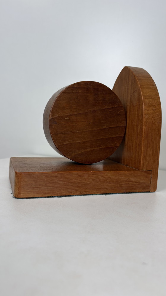 Image 1 of Vintage wooden bookends in the style of the Amsterdam School / Art Deco