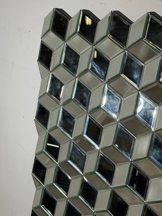 Large Geometric Faceted Mirror – Sculptural Cube Prism Mirror – 150 × 92 cm (photo 4 of 6)