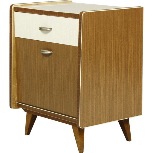 Mesita de noche vintage de madera y fórmica, Alemania, 1960