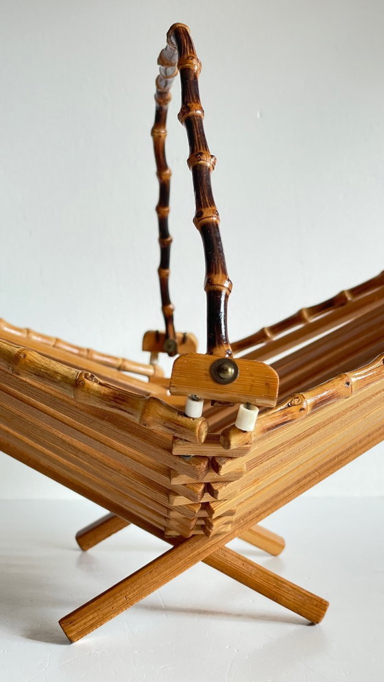 Image 1 of Vintage Wooden and Bamboo Fruit Bowl