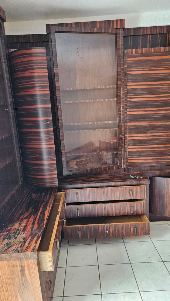 Image 1 of Art Deco corner display cabinet Makassar ebony