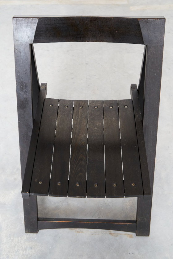 Aldo Jacober Folding Chair Trieste for Alberto Bazzani, Wood, Black, Vintage (photo 11 of 11)