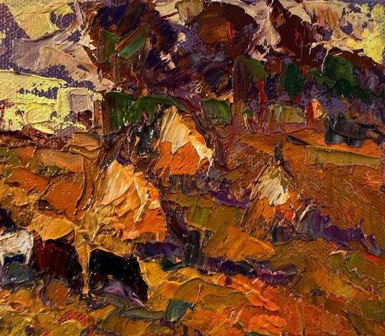Originales Ölgemälde Herbstlandschaft am Abend – Gemälde & Zeichnungen, Canvas (photo 4 of 8)