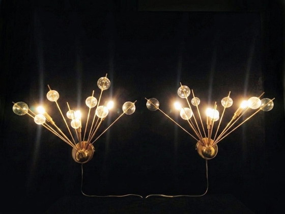 Set of 2 Italian Wall lights with glass spheres, 1970s – Metal (photo 15 of 15)