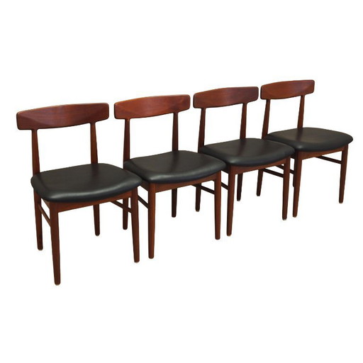 Satz von vier Teakholzstühlen, dänisches Design, 1960er Jahre, Hersteller: Bruno Hansen, Designer: Henning Kjærnulf