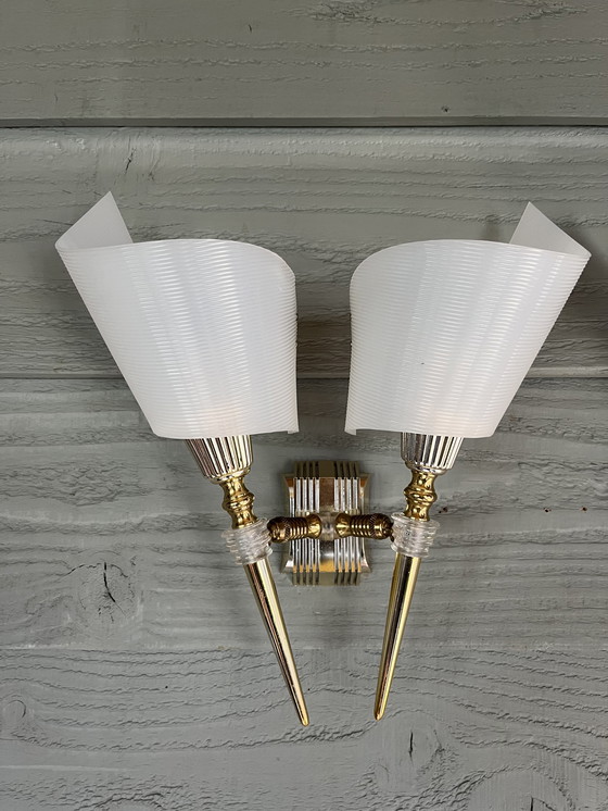 Image 1 of Set of Double Vintage Hollywood Regency Wall Lights