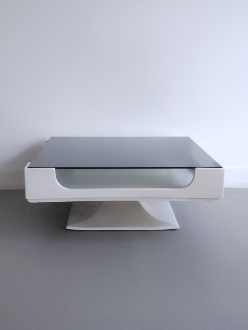 Tavolino da caffè vintage in stile spaziale o tavolino da caffè