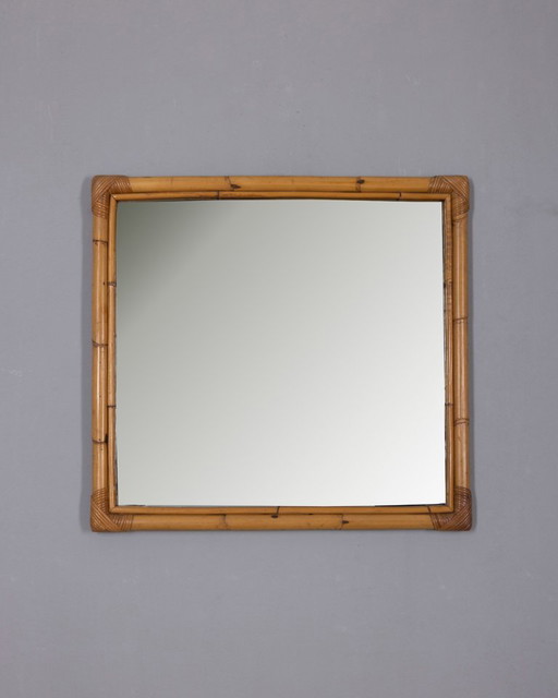 Vintage 1960s Italian Design Bamboo Wall Mirror – spiegels