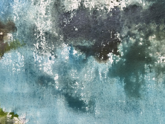 Image 1 of Eugène Eechaut (1928-2019) Aquarelle Paysage, 1985
