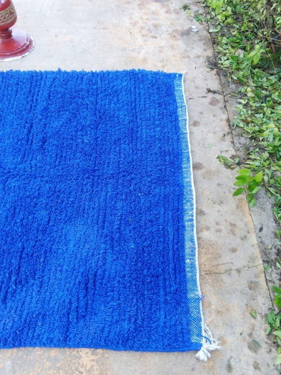 Image 1 of Handmade Moroccan blue rug 100cm x 200cm
