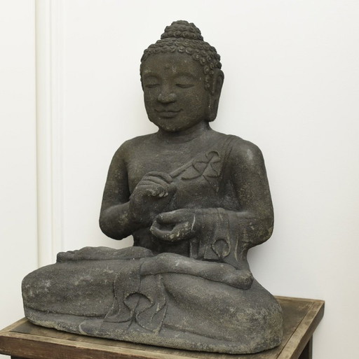 Buddha figure sitting statue meditation large Asia Bali garden stone solid | 60cm