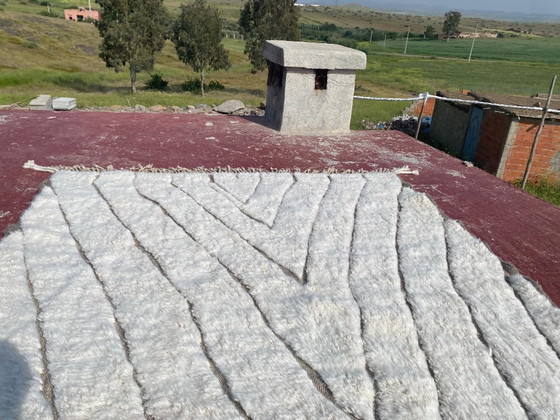 Image 1 of Minimalistisch Beni Ouarain tapijt 300x200 cm – Handgemaakt Marokkaans wollen tapijt – Ivoor Berber geometrisch design