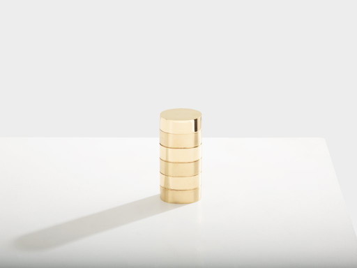 Gabriella Crespi brushed and polished brass box signed 1970