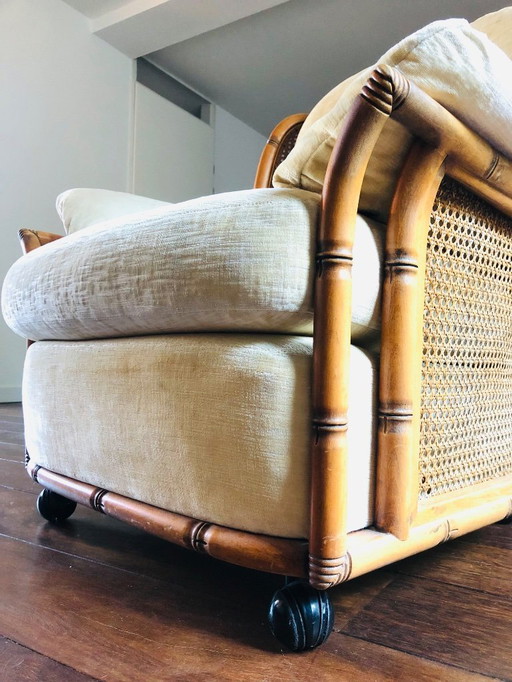 Giorgetti faux bamboo wing chair