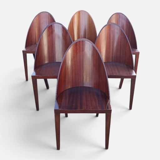 6x Philippe Starck Royal 44 Chair Chair Aleph Driade 1985 – eetkamerstoelen, Wood (photo 2 of 19)