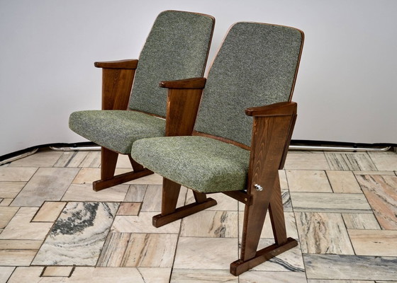 Image 1 of Vintage groene opklapbare bioscoopstoelen, jaren 70, Tsjechoslowakije