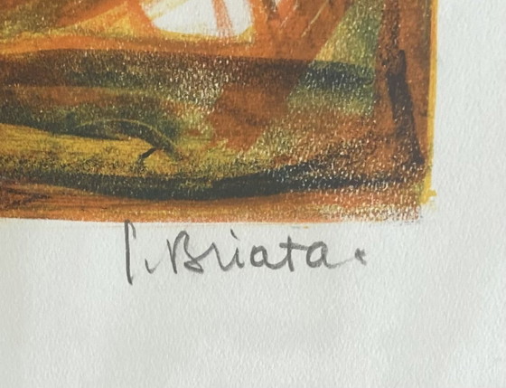 Image 1 of Lithografie van Georges Briata EA, Camargue Guardians & Horses, jaren 70