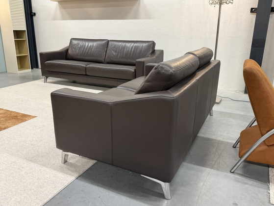 Image 1 of Leolux Antonia Sofa-Set, 3- und 2,5-Sitzer, braunes Leder