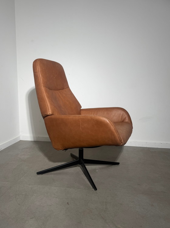 Montèl Cognac Lederen Draaibare Relaxfauteuil (photo 4 of 5)