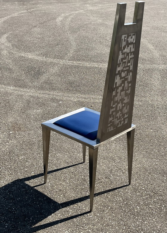 Image 1 of Sedia dal design unico realizzata in acciaio inossidabile, acciaio inossidabile, acciaio spazzolato